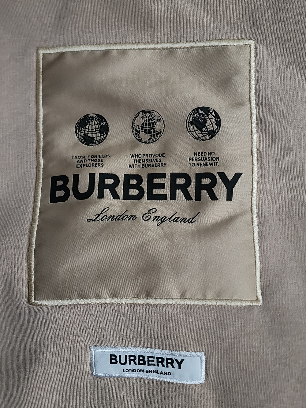 Burberry Beige and Black Logo Patch Bomber Jacket